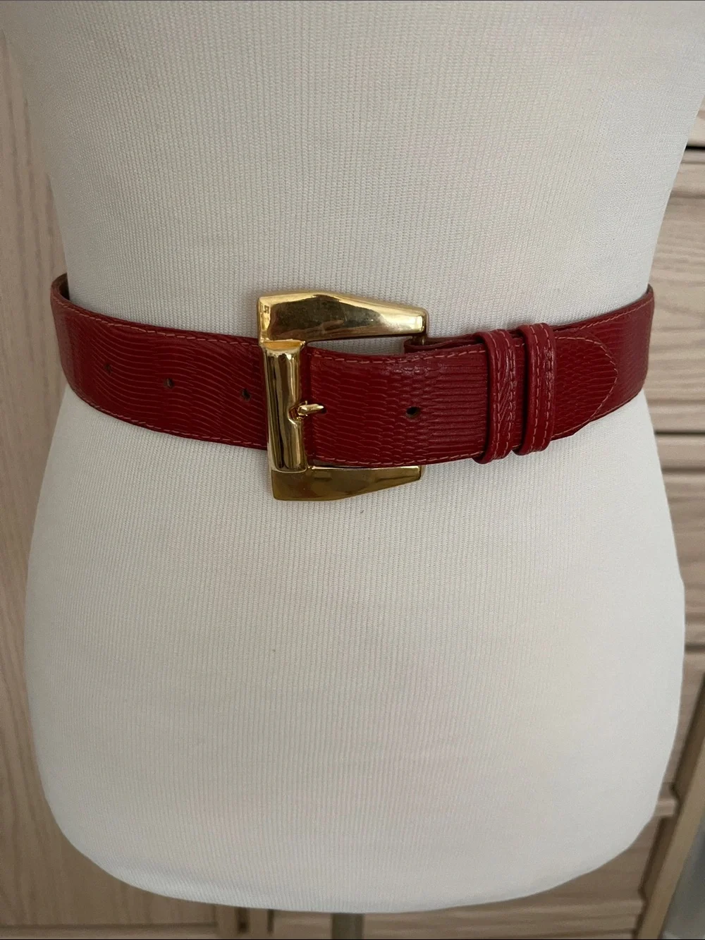 Cipriani Classic Red Leather Belt with Gold Buckle